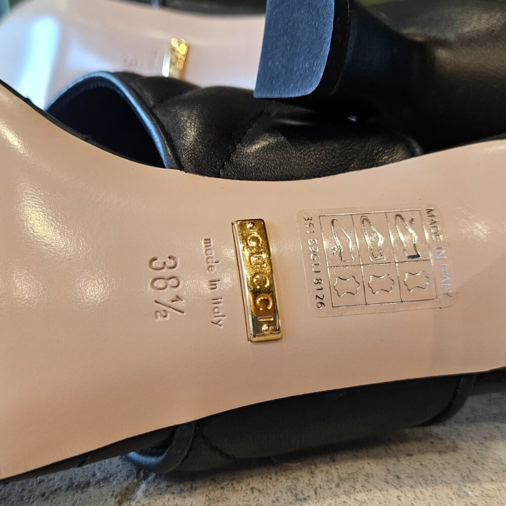 Gucci Double G Mule 776995 BK060 - 1000 Black Leather Size 38+ New Womens Shoes - Picture 10 of 15